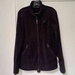 REI Jacket Women Large Black Teddy Plush Fleece Stand-Up Collar